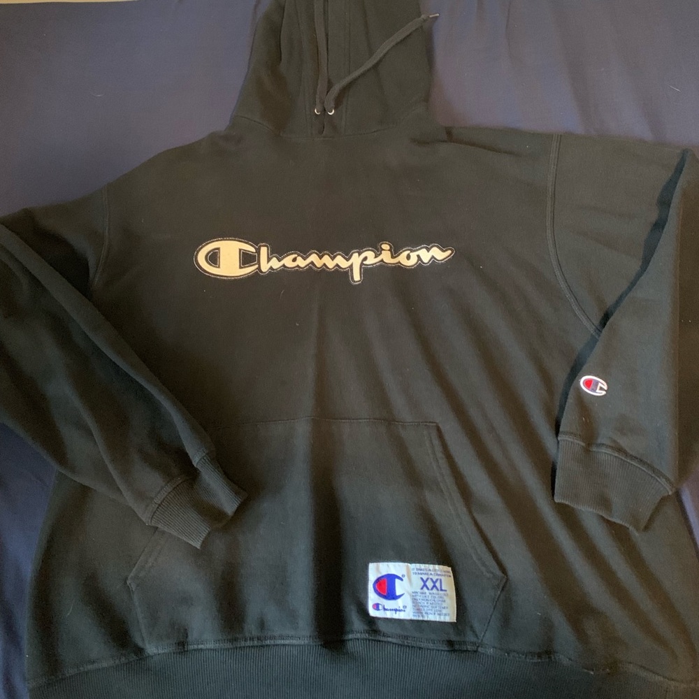 Champion Spellout Black Hoodie